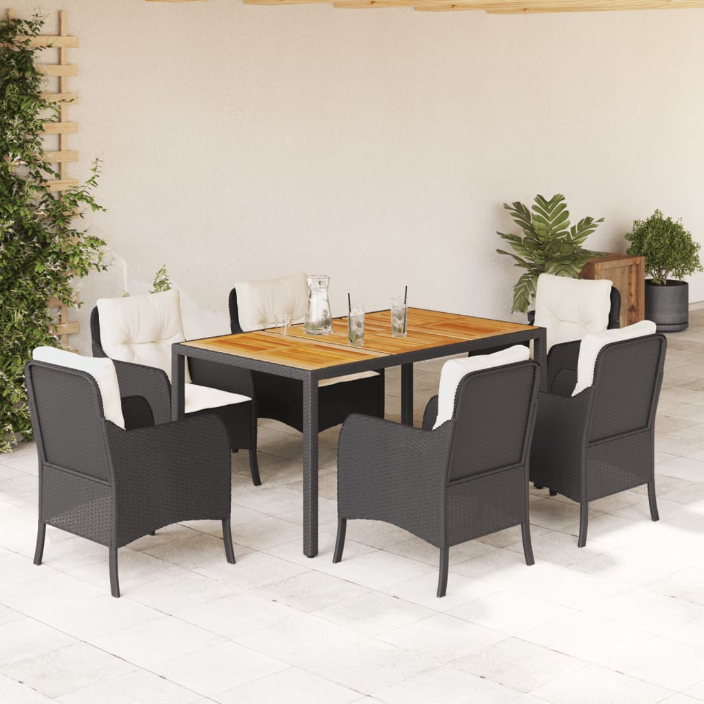 7-delige Tuinset met kussens poly rattan zwart is nu te koop bij PeponiXL, paradijselijk wonen!