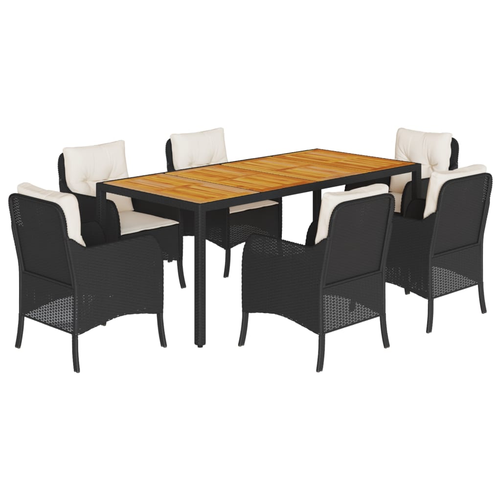 7-delige Tuinset met kussens poly rattan zwart is nu te koop bij PeponiXL, paradijselijk wonen!