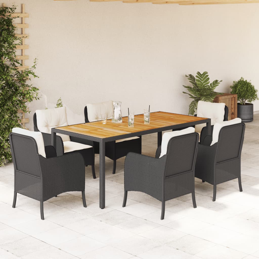 7-delige Tuinset met kussens poly rattan zwart is nu te koop bij PeponiXL, paradijselijk wonen!