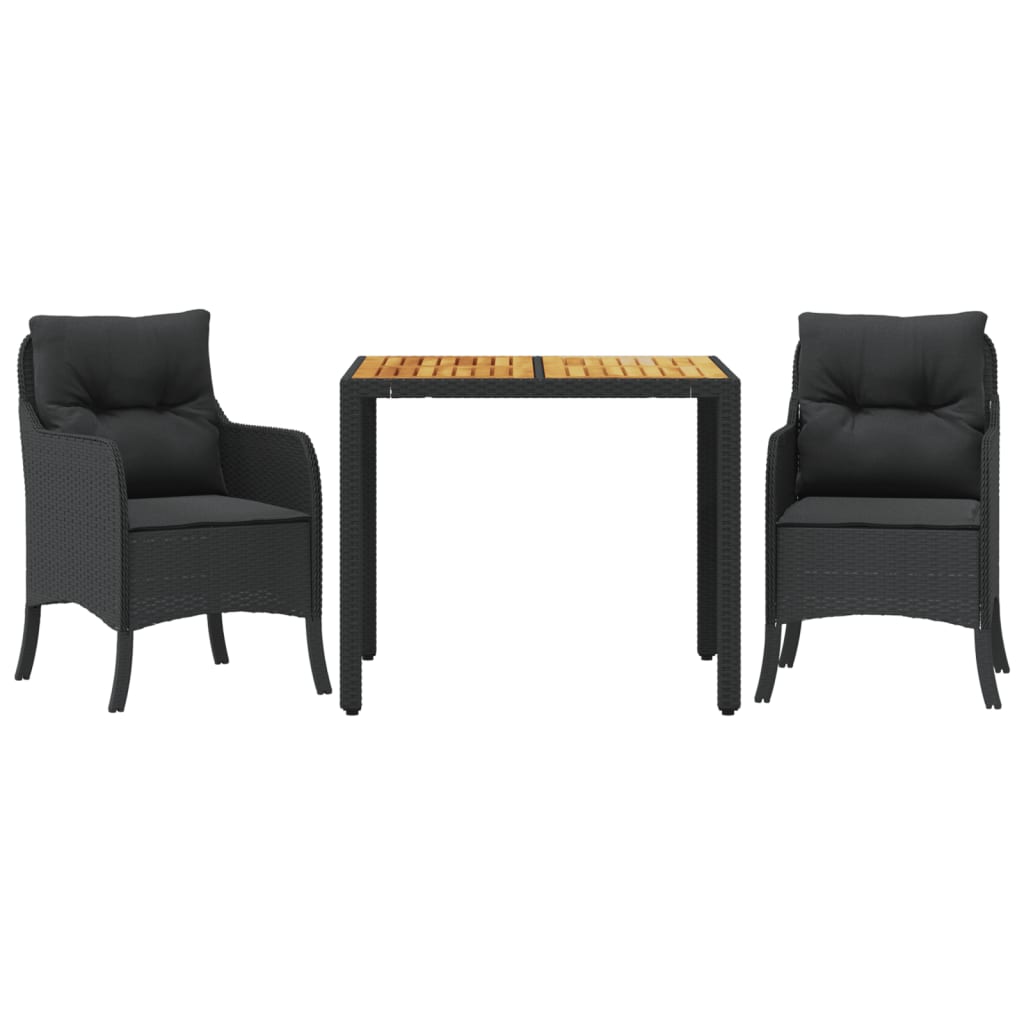 3-delige Tuinset met kussens poly rattan zwart is nu te koop bij PeponiXL, paradijselijk wonen!