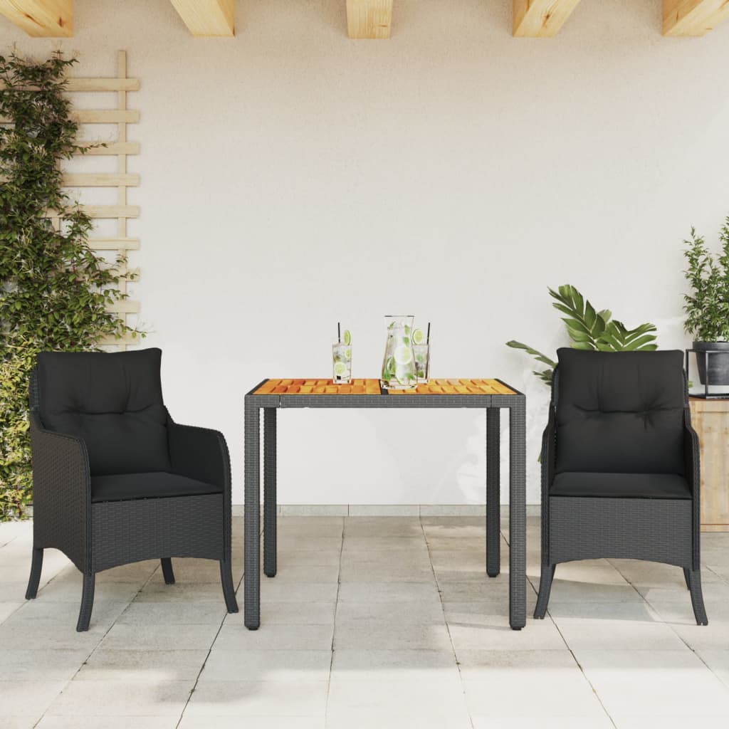 3-delige Tuinset met kussens poly rattan zwart is nu te koop bij PeponiXL, paradijselijk wonen!