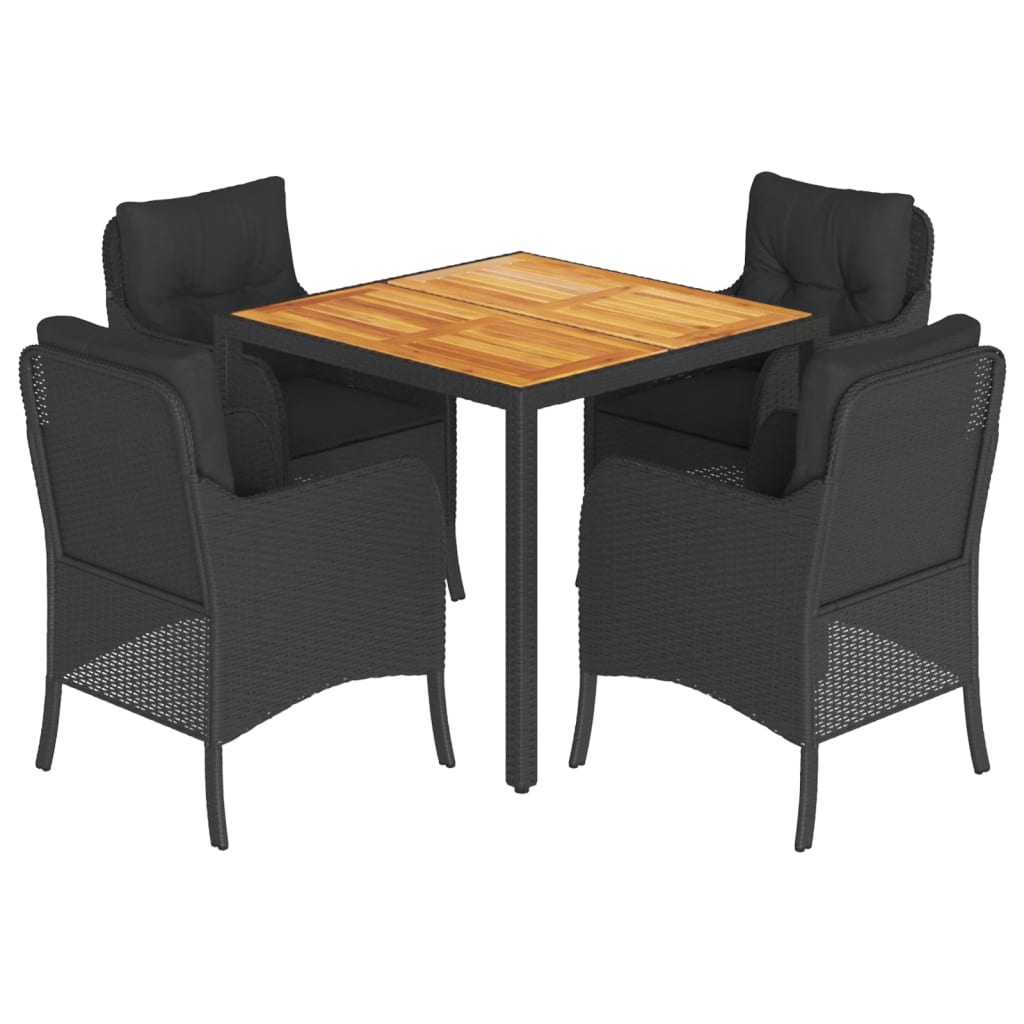 5-delige Tuinset met kussens poly rattan zwart is nu te koop bij PeponiXL, paradijselijk wonen!