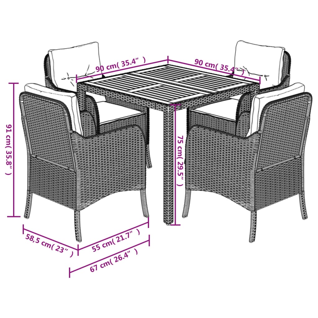 5-delige Tuinset met kussens poly rattan zwart is nu te koop bij PeponiXL, paradijselijk wonen!