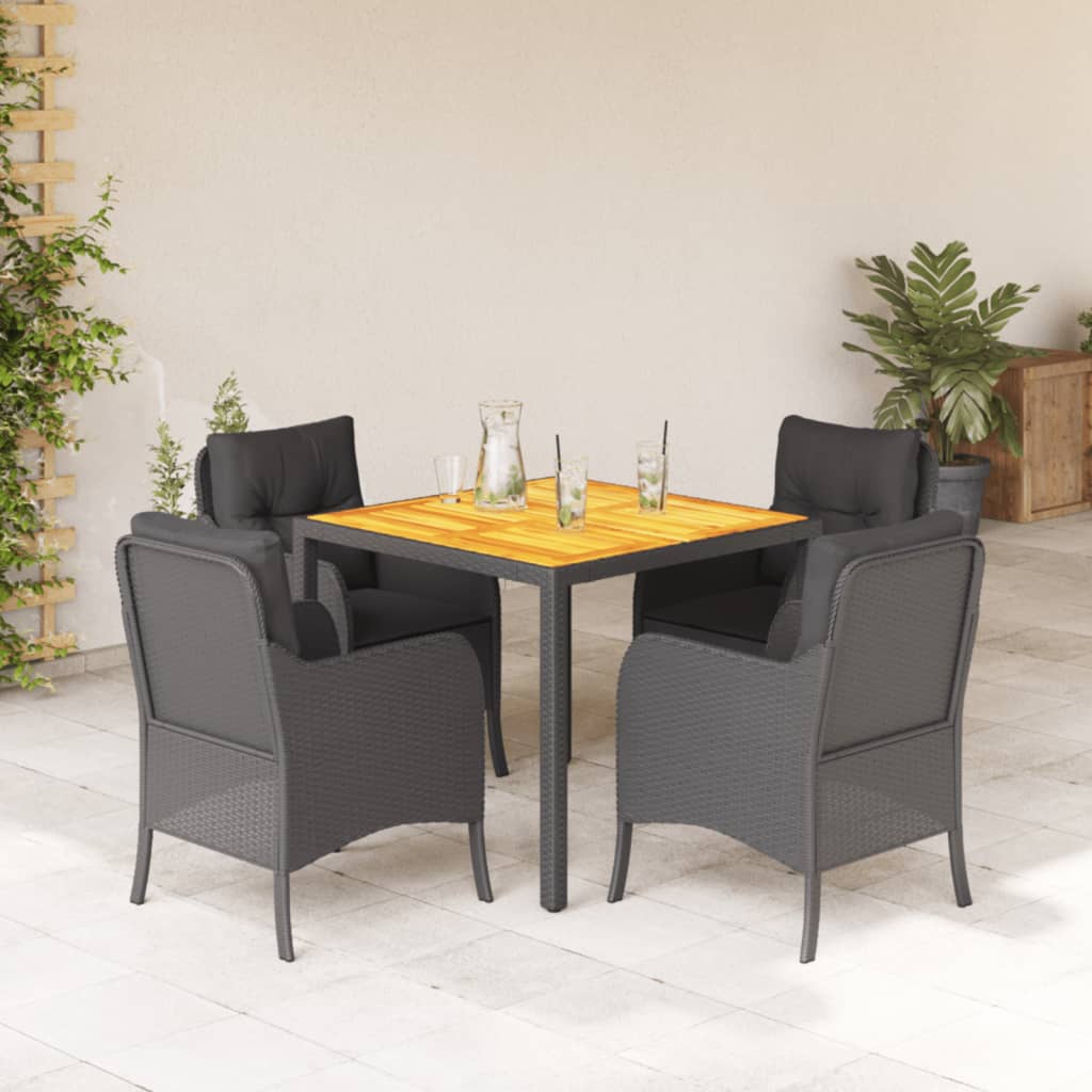 5-delige Tuinset met kussens poly rattan zwart is nu te koop bij PeponiXL, paradijselijk wonen!