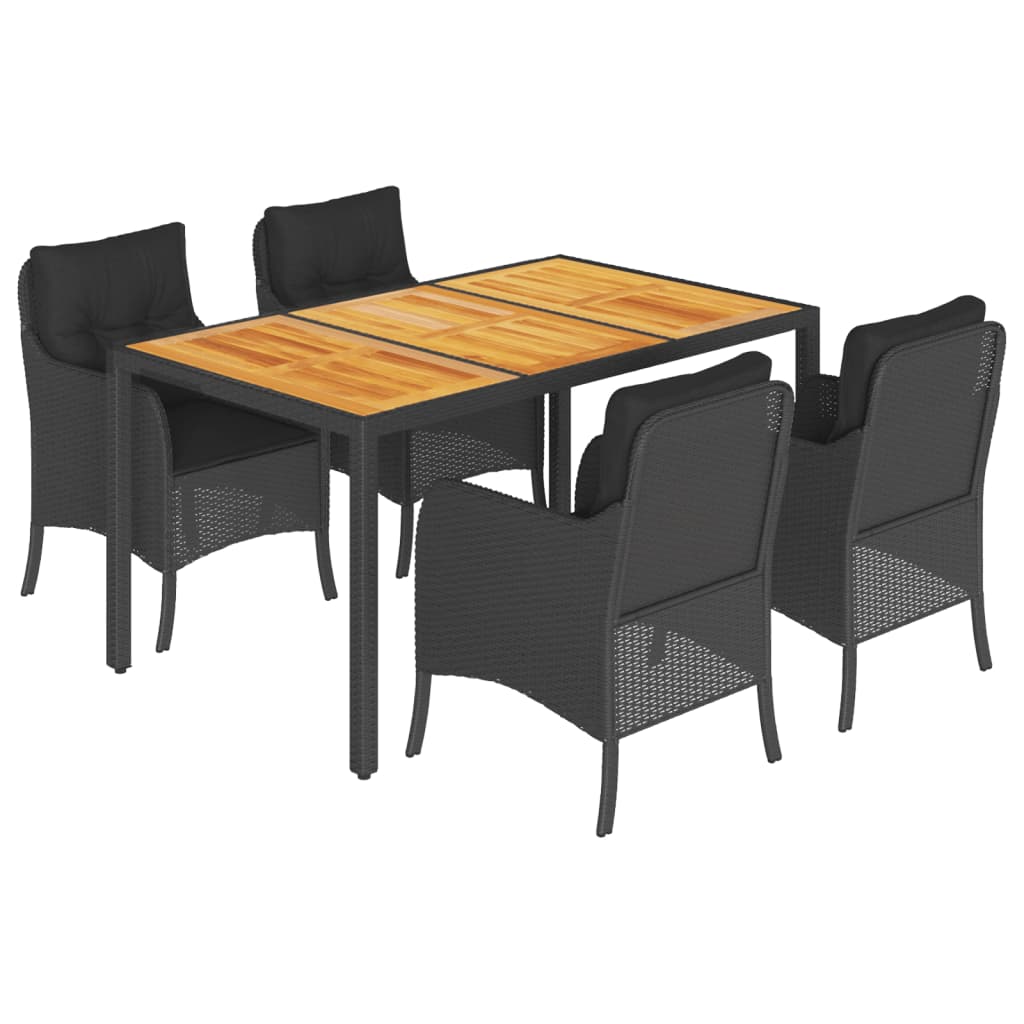 5-delige Tuinset met kussens poly rattan zwart is nu te koop bij PeponiXL, paradijselijk wonen!