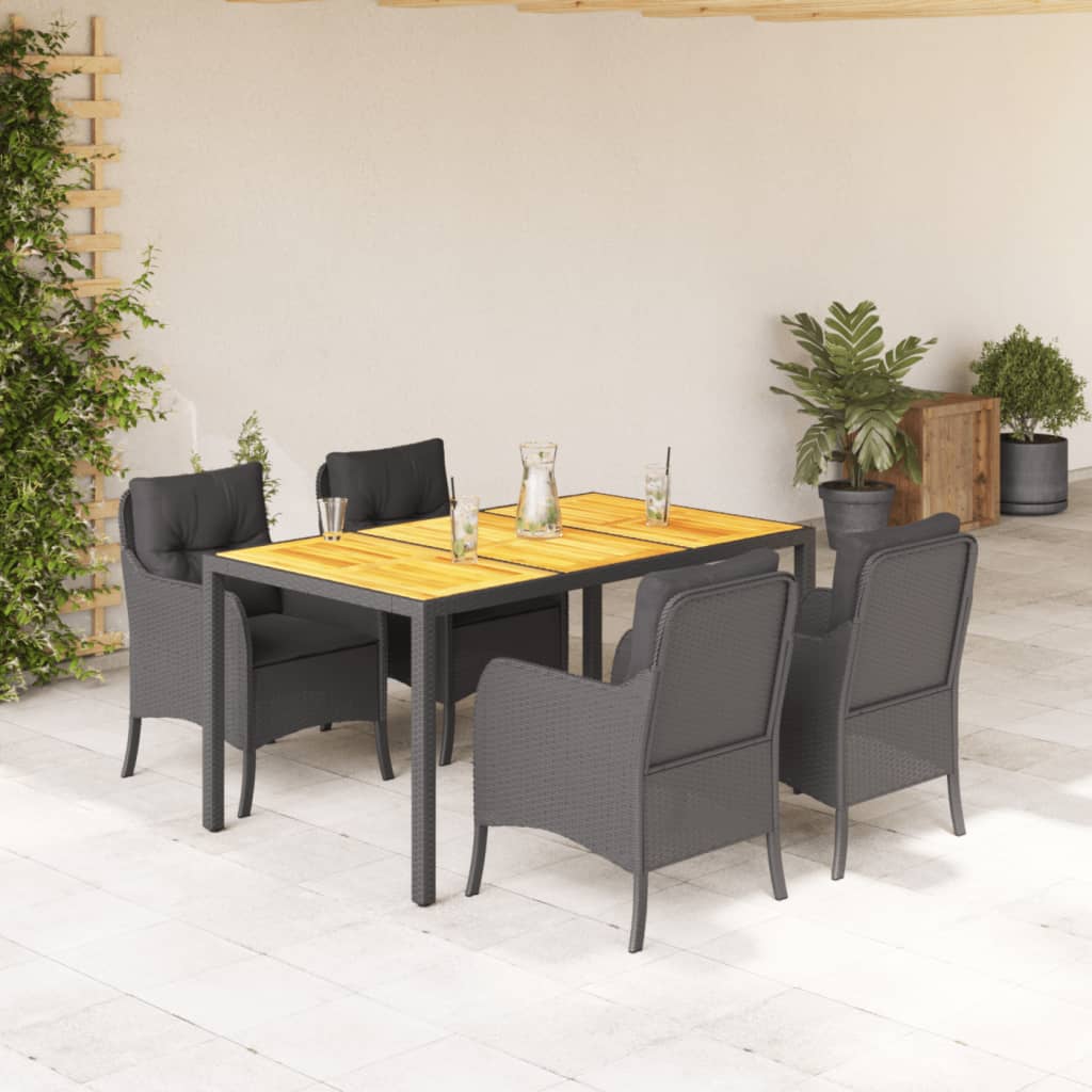 5-delige Tuinset met kussens poly rattan zwart is nu te koop bij PeponiXL, paradijselijk wonen!