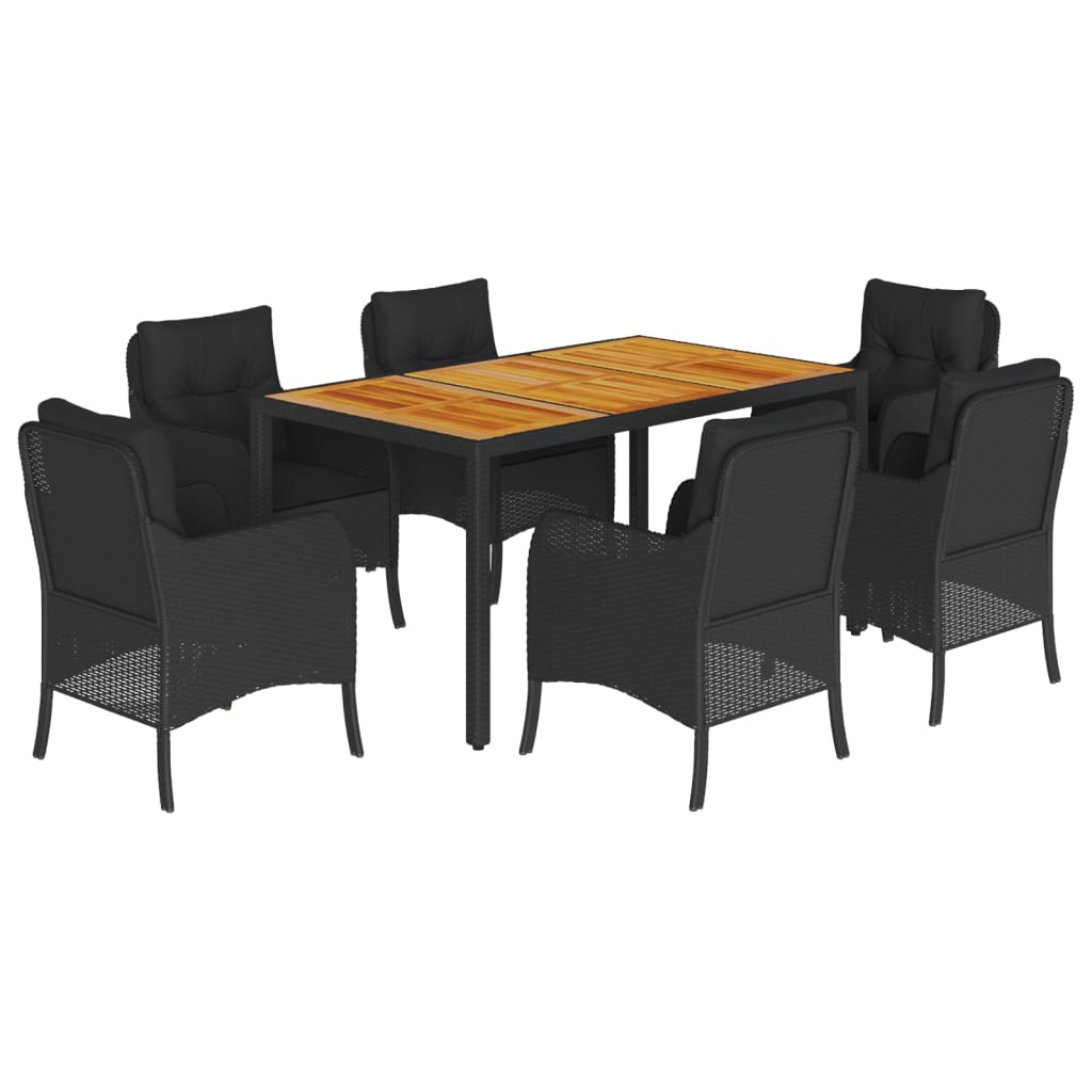 7-delige Tuinset met kussens poly rattan zwart is nu te koop bij PeponiXL, paradijselijk wonen!