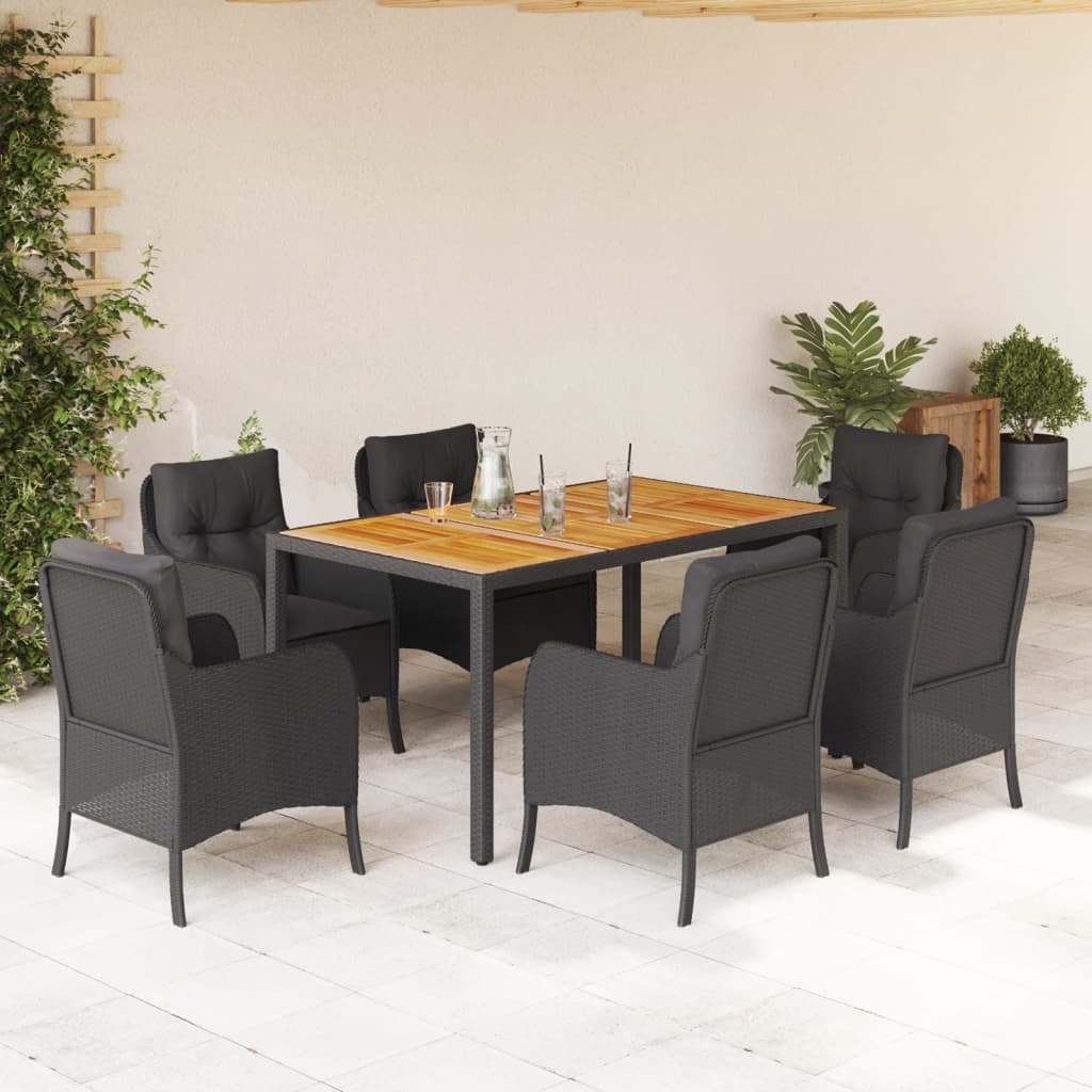 7-delige Tuinset met kussens poly rattan zwart is nu te koop bij PeponiXL, paradijselijk wonen!