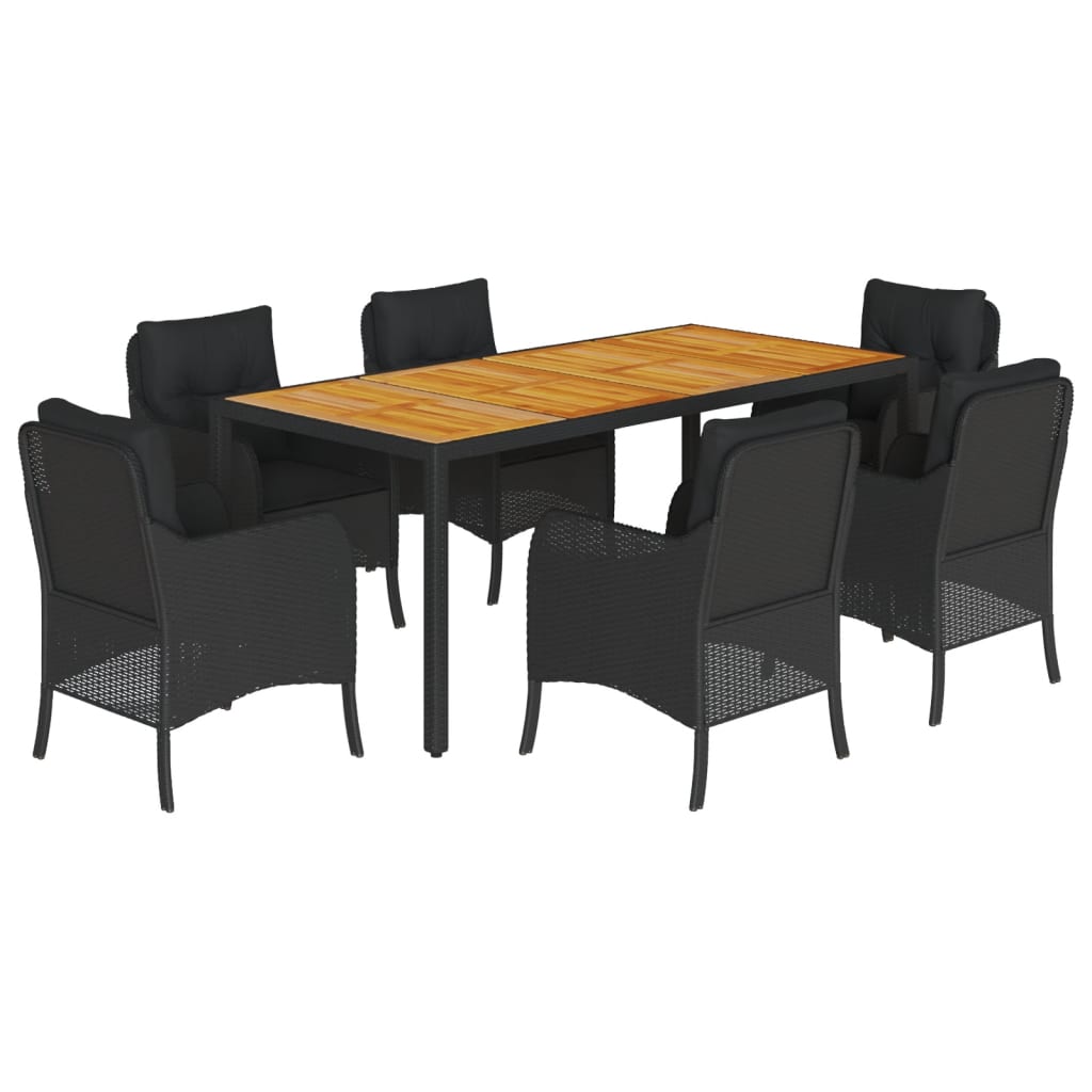 7-delige Tuinset met kussens poly rattan zwart is nu te koop bij PeponiXL, paradijselijk wonen!