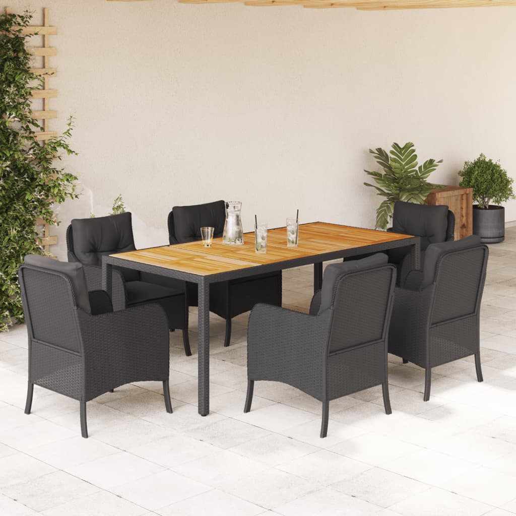 7-delige Tuinset met kussens poly rattan zwart is nu te koop bij PeponiXL, paradijselijk wonen!