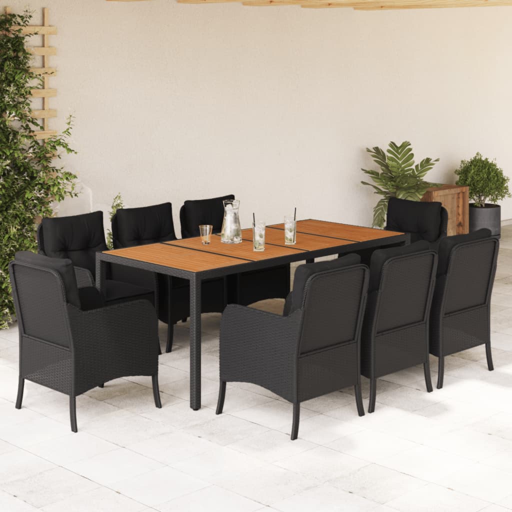 9-delige Tuinset poly rattan zwart is nu te koop bij PeponiXL, paradijselijk wonen!