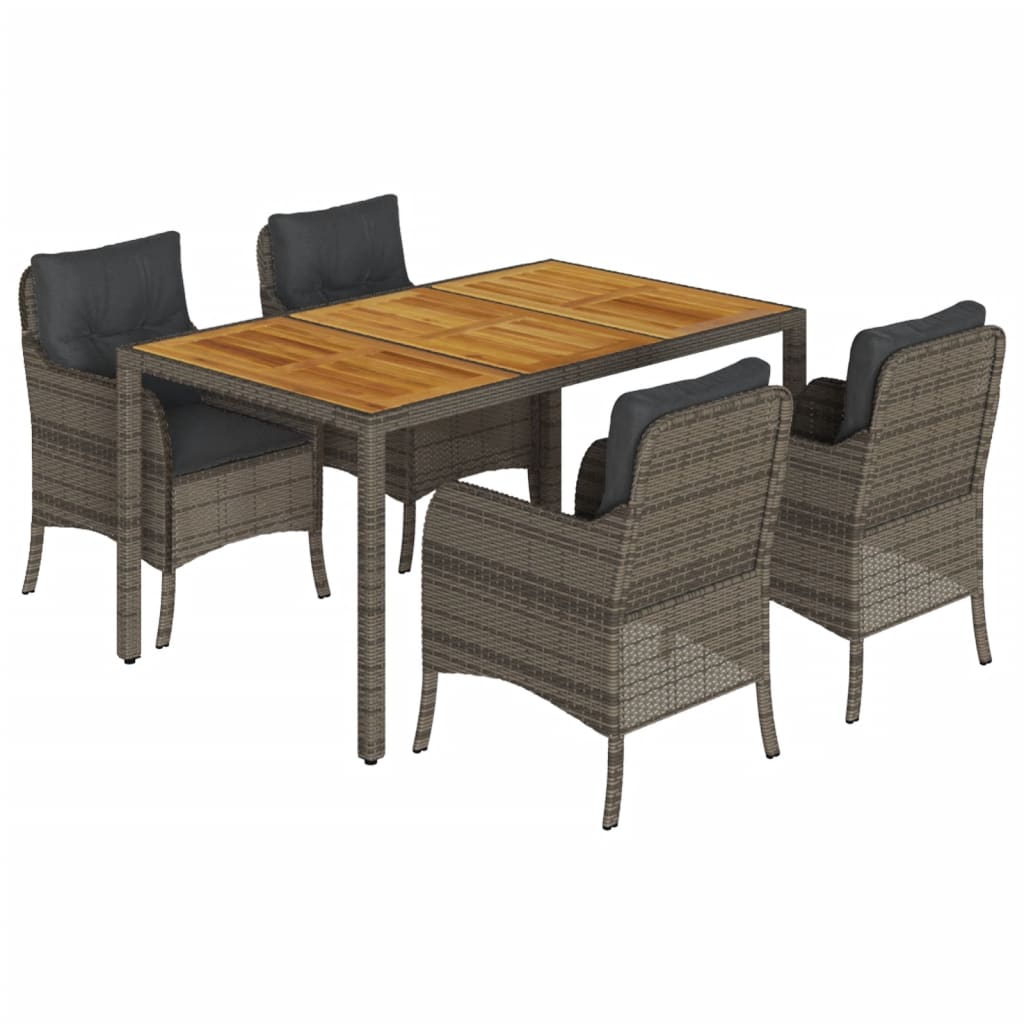 5-delige Tuinset met kussens poly rattan grijs is nu te koop bij PeponiXL, paradijselijk wonen!