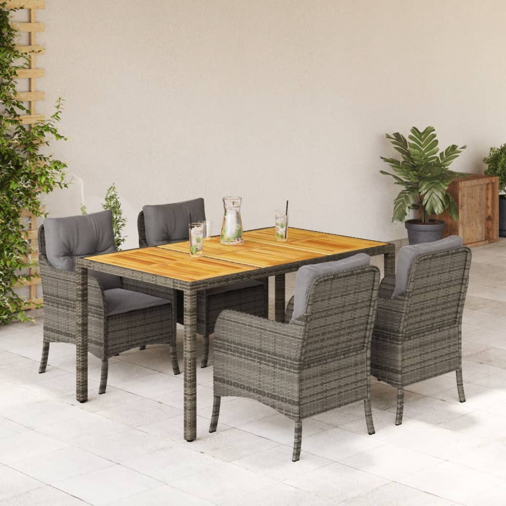 5-delige Tuinset met kussens poly rattan grijs is nu te koop bij PeponiXL, paradijselijk wonen!