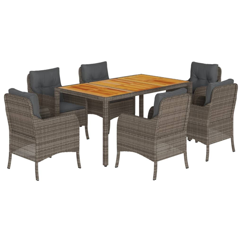 7-delige Tuinset met kussens poly rattan grijs is nu te koop bij PeponiXL, paradijselijk wonen!
