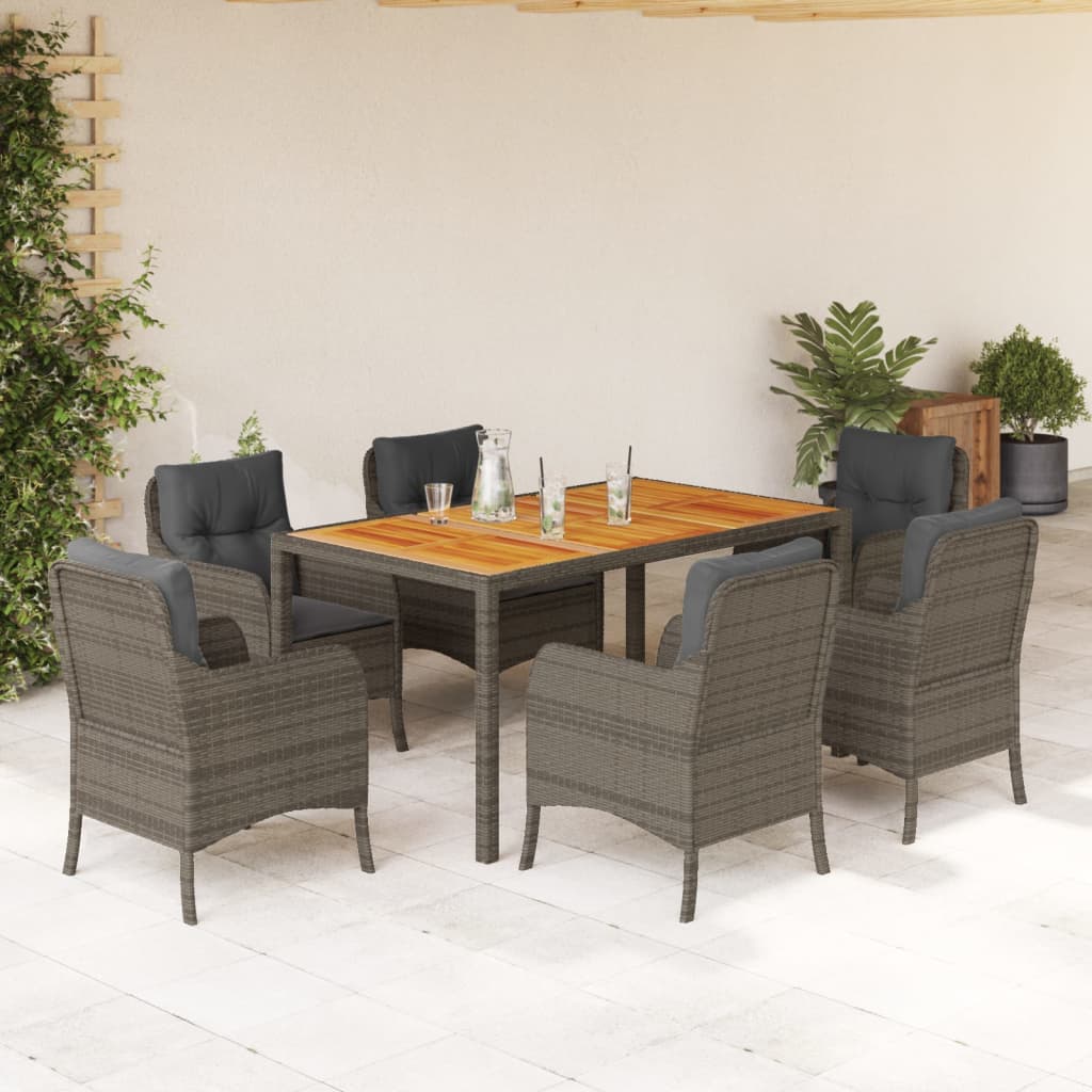 7-delige Tuinset met kussens poly rattan grijs is nu te koop bij PeponiXL, paradijselijk wonen!