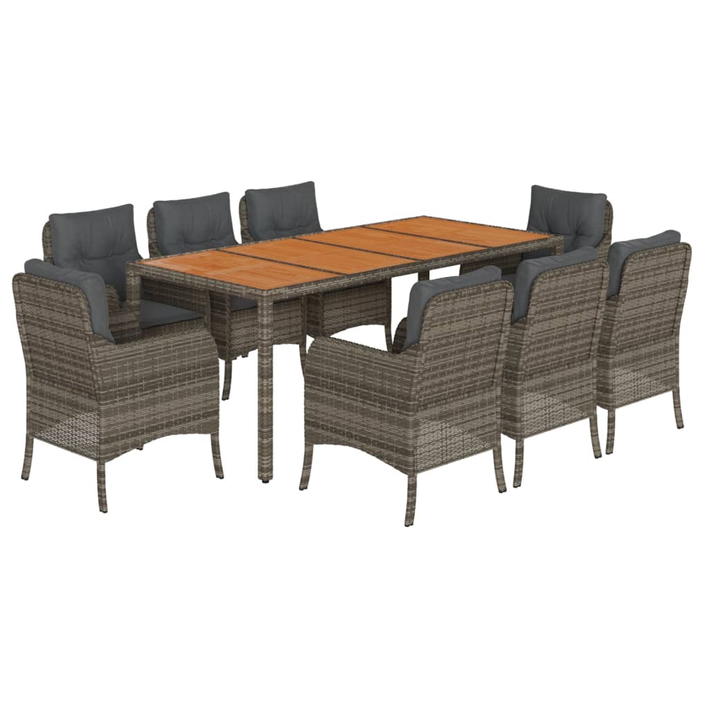9-delige Tuinset met kussens poly rattan grijs is nu te koop bij PeponiXL, paradijselijk wonen!