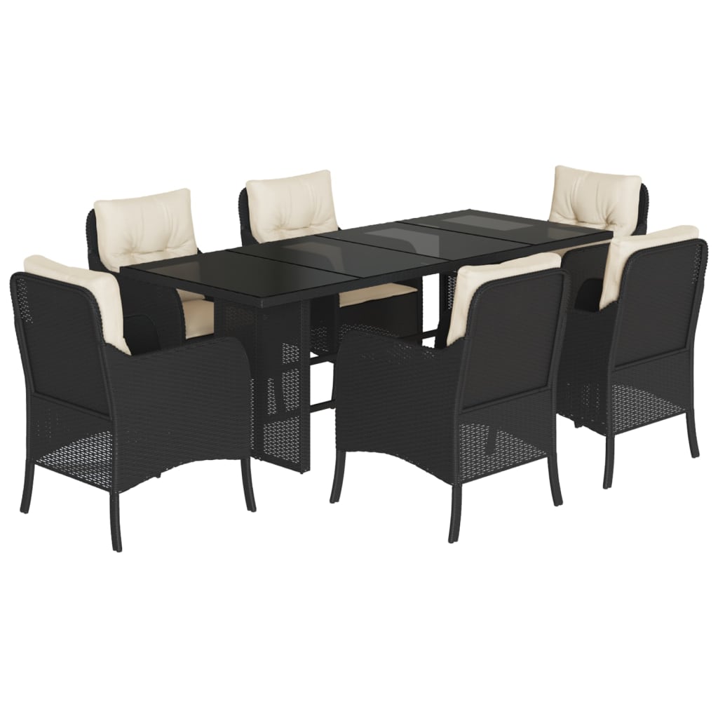 7-delige Tuinset met kussens poly rattan zwart is nu te koop bij PeponiXL, paradijselijk wonen!