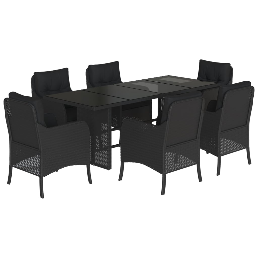 7-delige Tuinset met kussens poly rattan zwart is nu te koop bij PeponiXL, paradijselijk wonen!