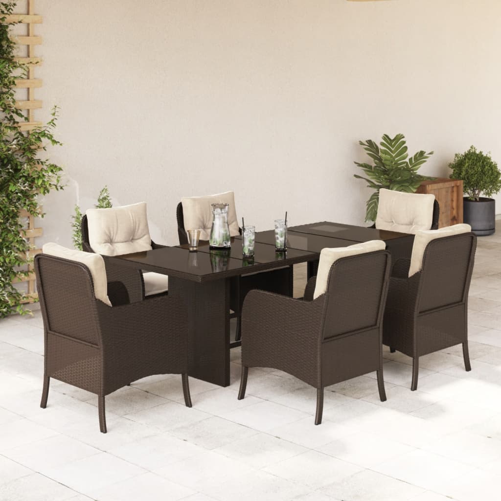 7-delige Tuinset met kussens poly rattan bruin is nu te koop bij PeponiXL, paradijselijk wonen!