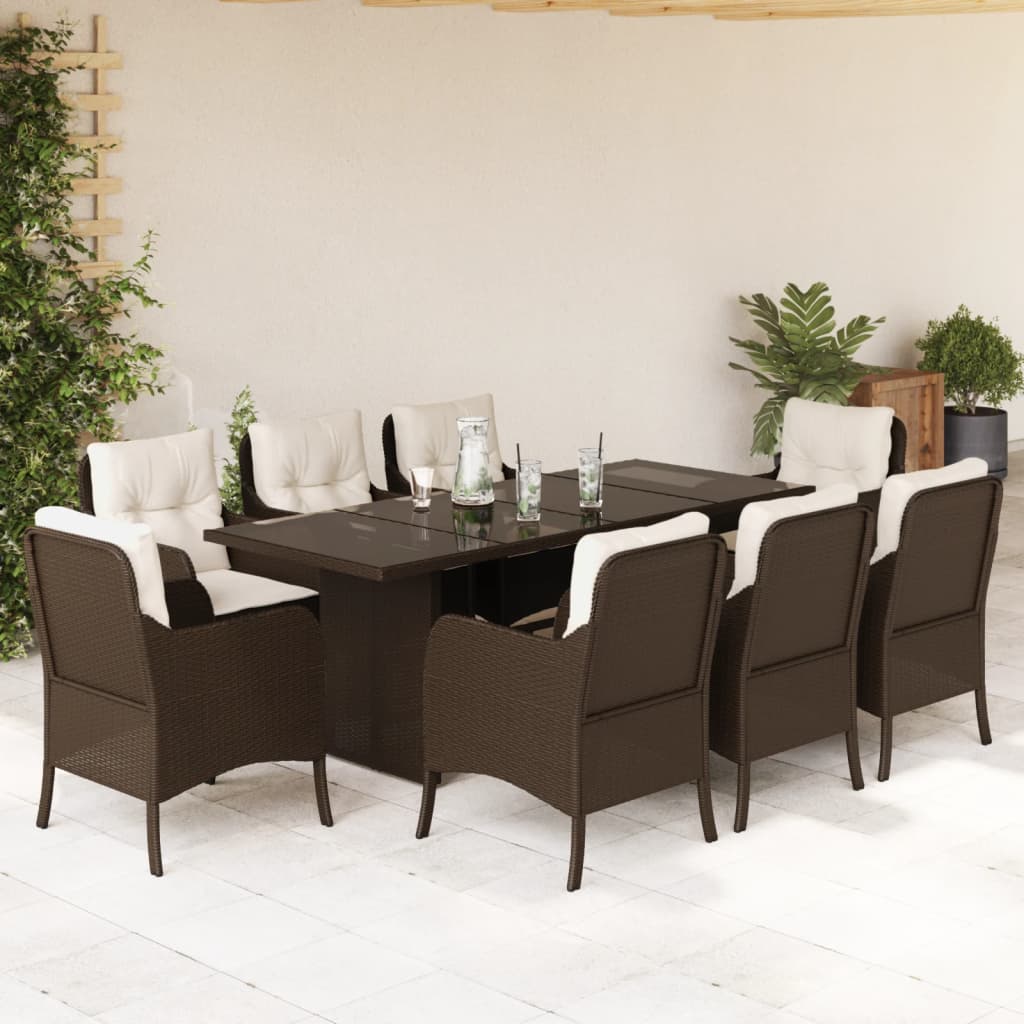 9-delige Tuinset met kussens poly rattan bruin is nu te koop bij PeponiXL, paradijselijk wonen!