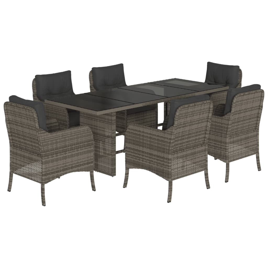 7-delige Tuinset met kussens poly rattan grijs is nu te koop bij PeponiXL, paradijselijk wonen!