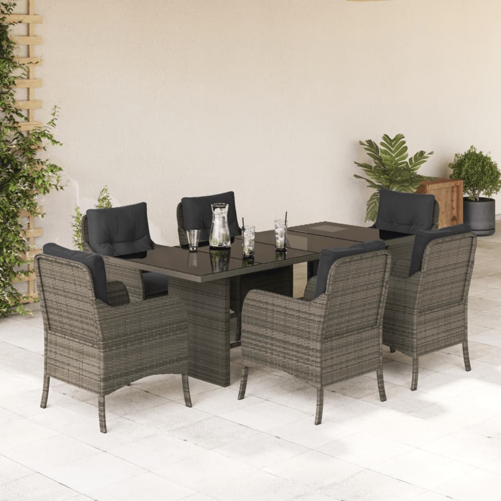 7-delige Tuinset met kussens poly rattan grijs is nu te koop bij PeponiXL, paradijselijk wonen!
