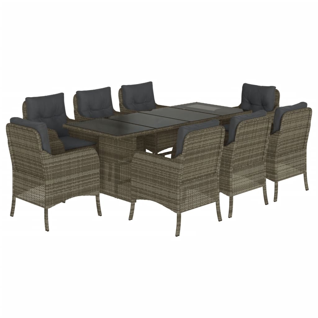 9-delige Tuinset met kussens poly rattan grijs is nu te koop bij PeponiXL, paradijselijk wonen!