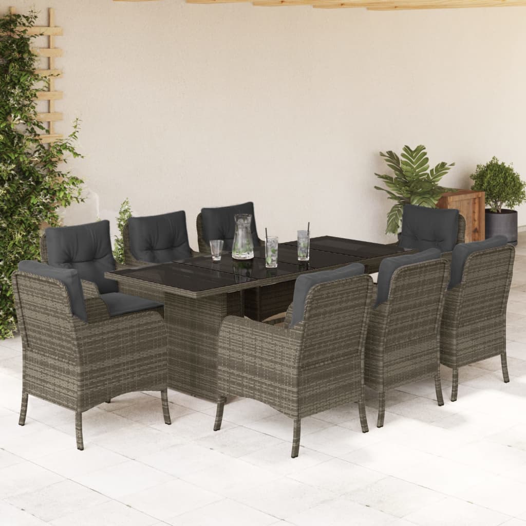9-delige Tuinset met kussens poly rattan grijs is nu te koop bij PeponiXL, paradijselijk wonen!