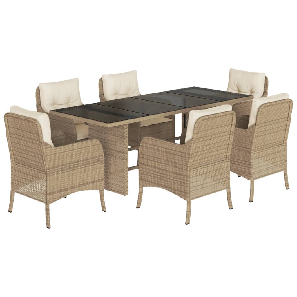 7-delige Tuinset met kussens poly rattan beige is nu te koop bij PeponiXL, paradijselijk wonen!