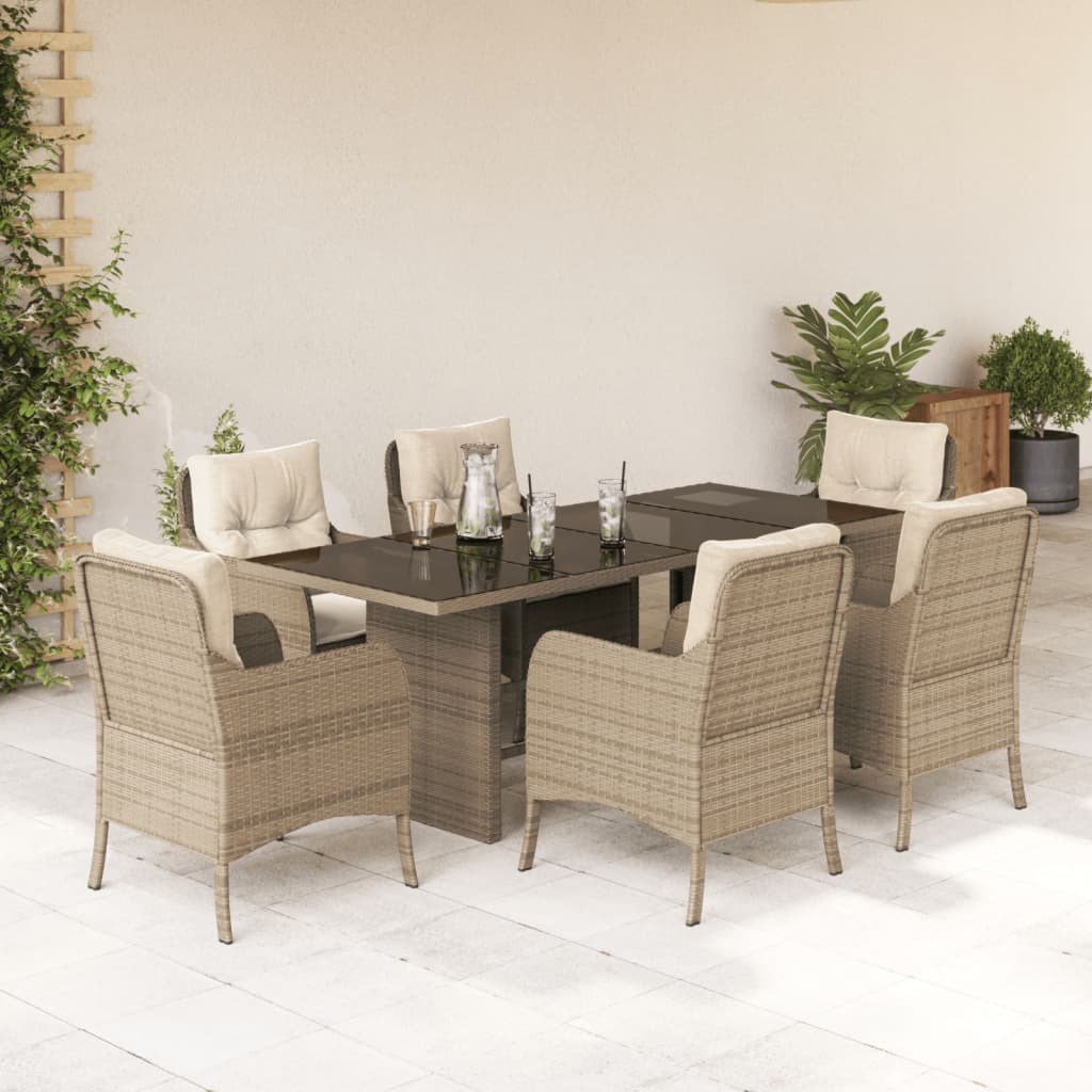 7-delige Tuinset met kussens poly rattan beige is nu te koop bij PeponiXL, paradijselijk wonen!