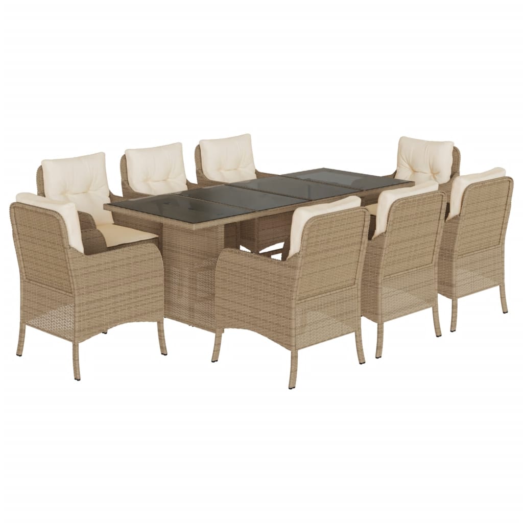 9-delige Tuinset met kussens poly rattan beige is nu te koop bij PeponiXL, paradijselijk wonen!