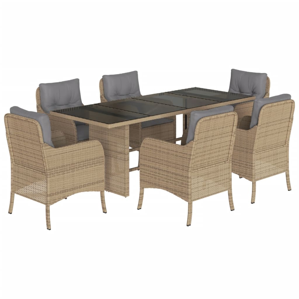 7-delige Tuinset met kussens poly rattan beige is nu te koop bij PeponiXL, paradijselijk wonen!