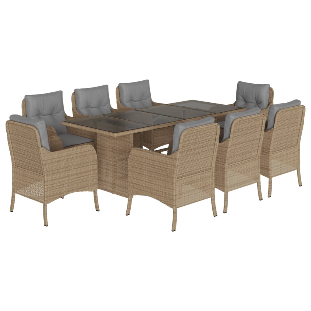 9-delige Tuinset met kussens poly rattan beige is nu te koop bij PeponiXL, paradijselijk wonen!