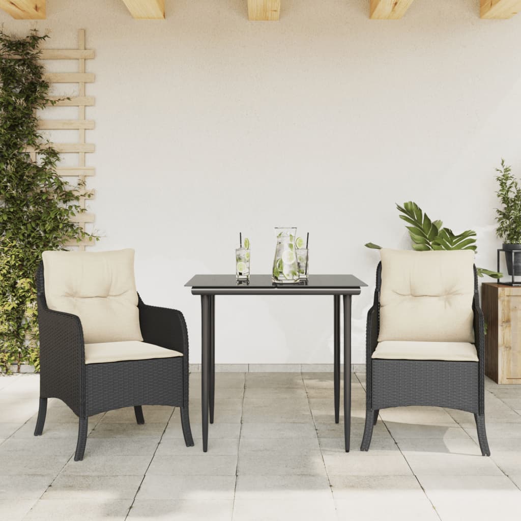 3-delige Tuinset met kussens poly rattan zwart is nu te koop bij PeponiXL, paradijselijk wonen!