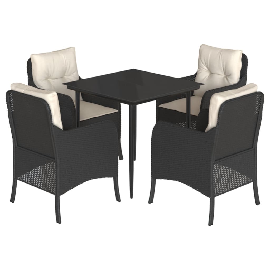 5-delige Tuinset met kussens poly rattan zwart is nu te koop bij PeponiXL, paradijselijk wonen!