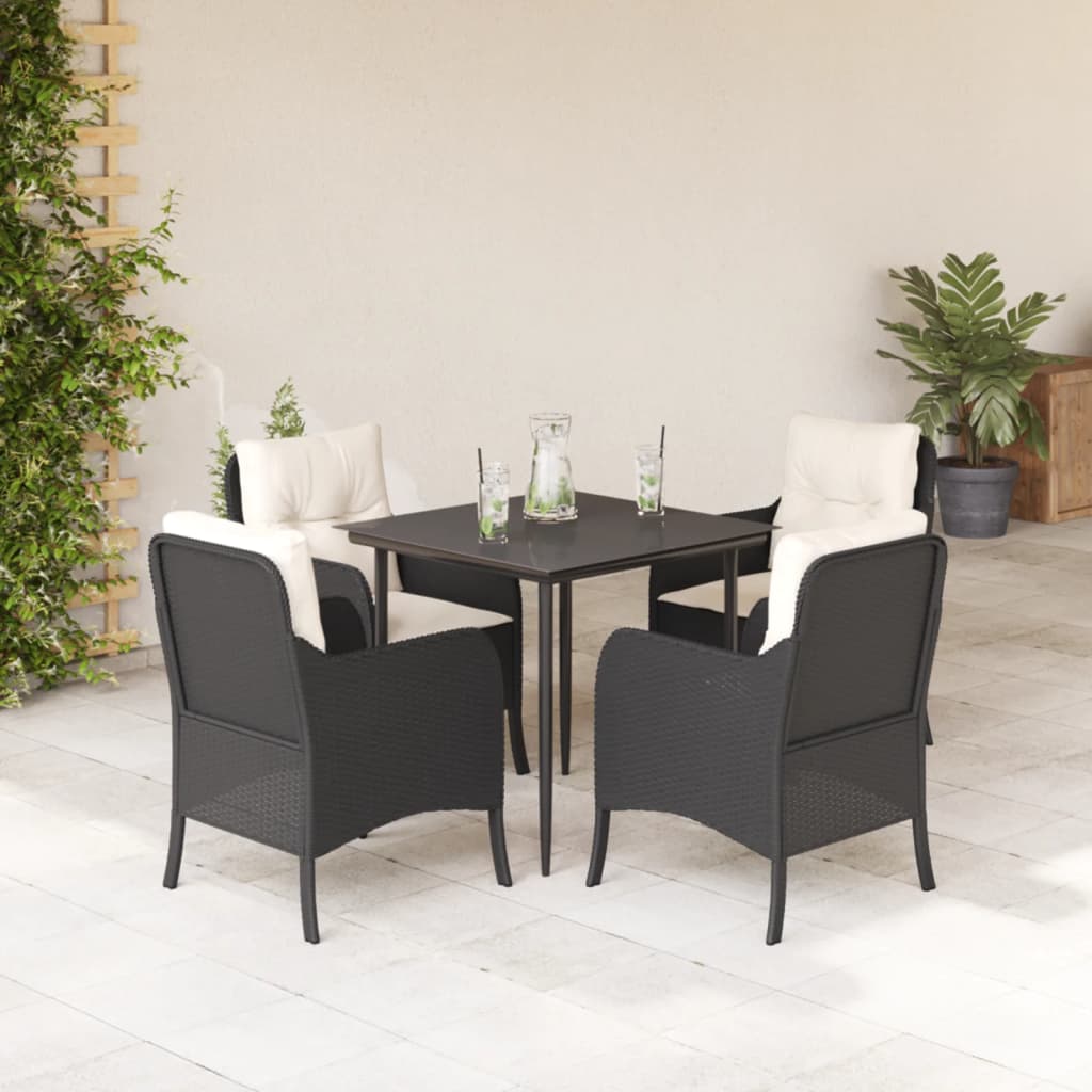 5-delige Tuinset met kussens poly rattan zwart is nu te koop bij PeponiXL, paradijselijk wonen!