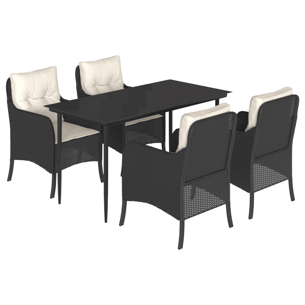 5-delige Tuinset met kussens poly rattan zwart is nu te koop bij PeponiXL, paradijselijk wonen!
