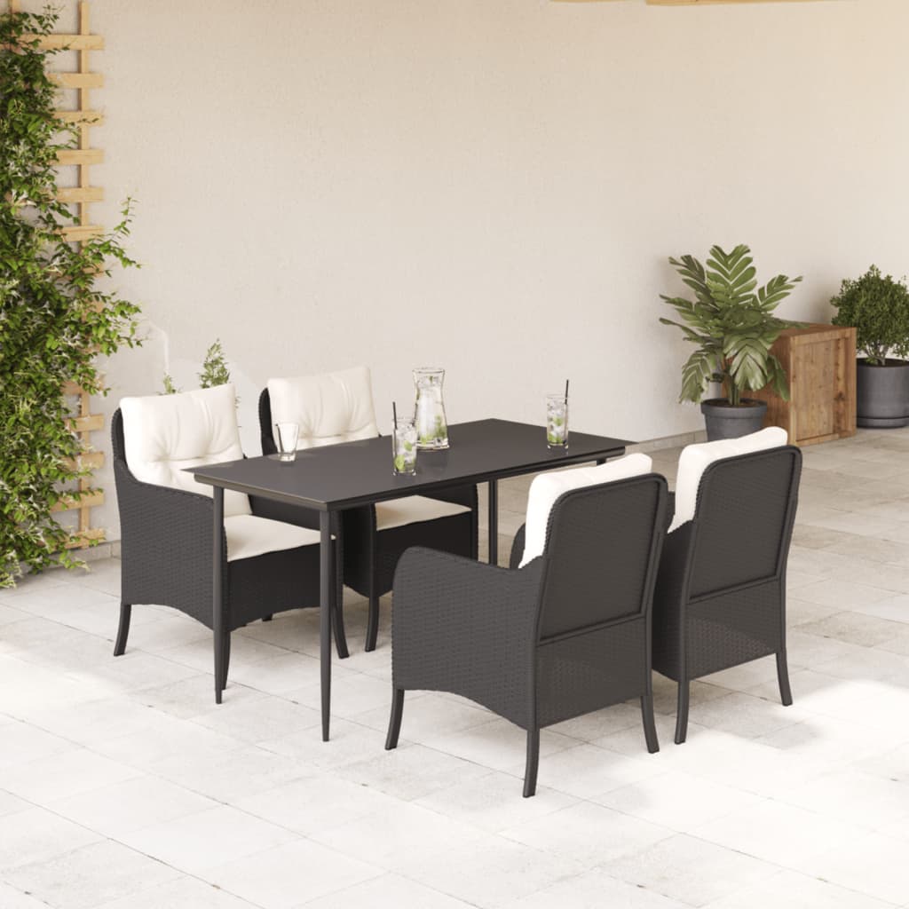 5-delige Tuinset met kussens poly rattan zwart is nu te koop bij PeponiXL, paradijselijk wonen!