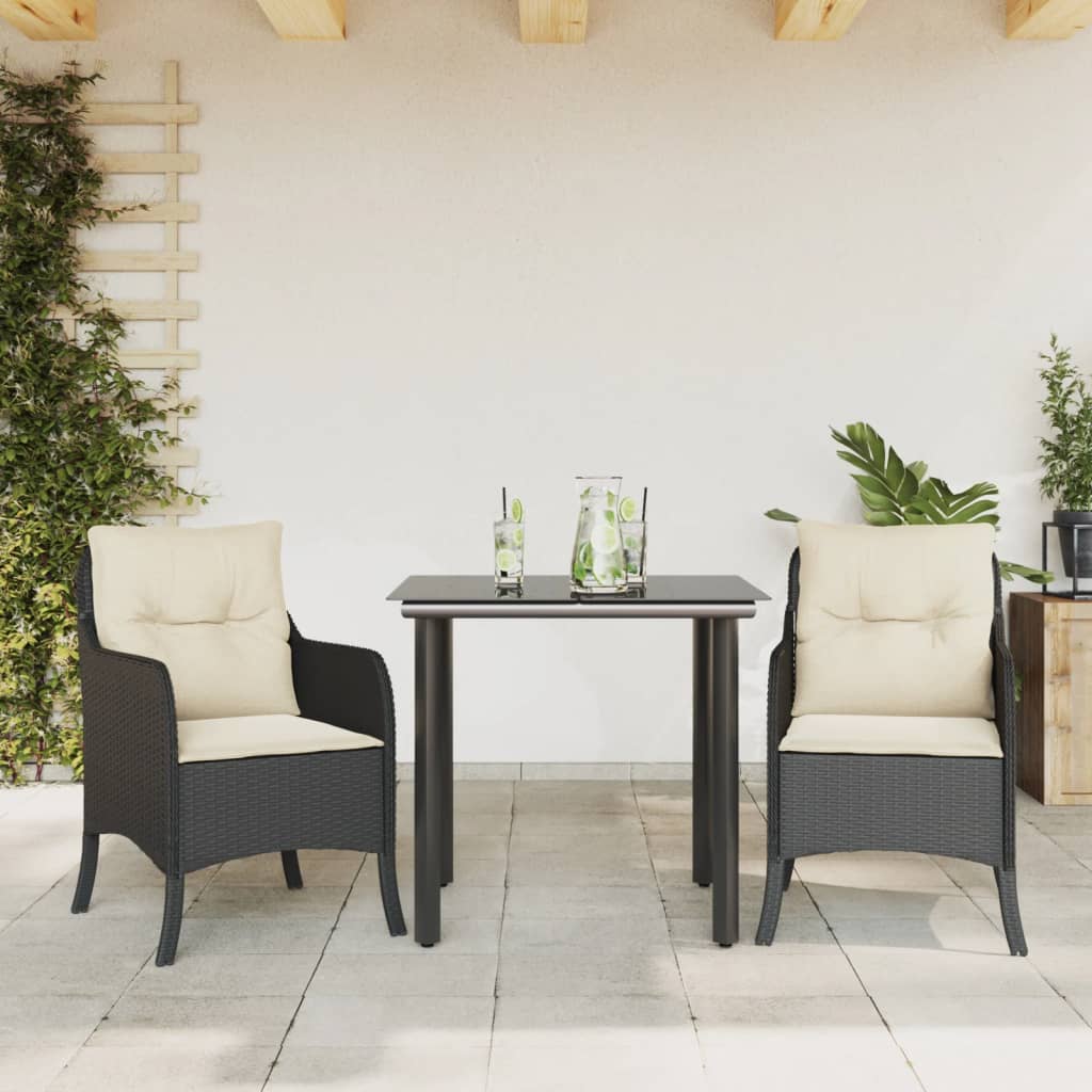 3-delige Tuinset met kussens poly rattan zwart is nu te koop bij PeponiXL, paradijselijk wonen!