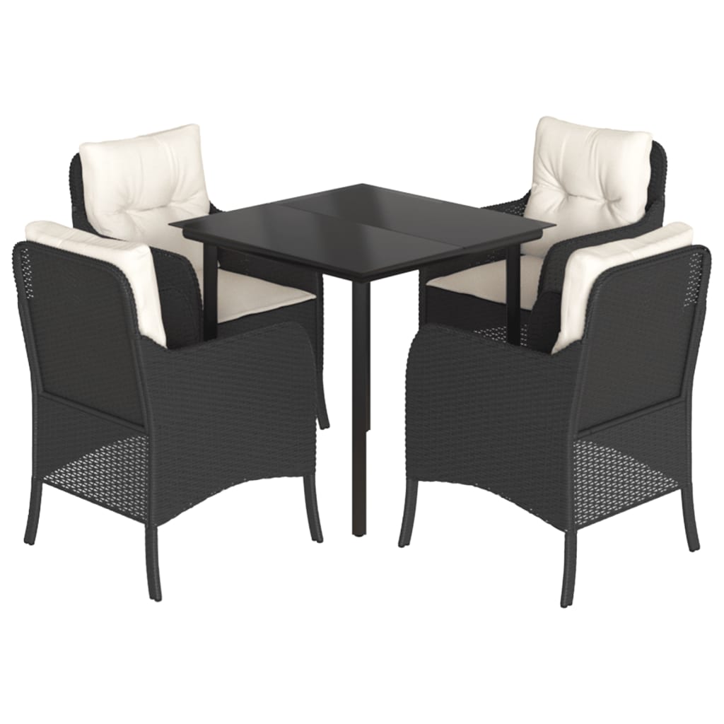 5-delige Tuinset met kussens poly rattan zwart is nu te koop bij PeponiXL, paradijselijk wonen!