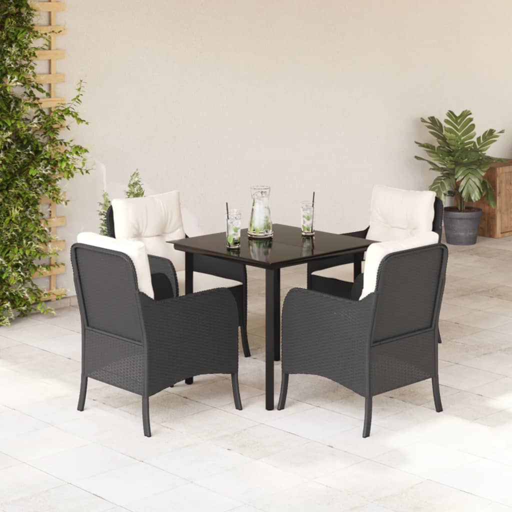 5-delige Tuinset met kussens poly rattan zwart is nu te koop bij PeponiXL, paradijselijk wonen!