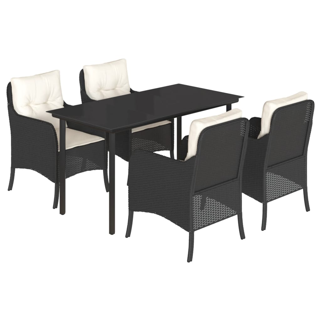 5-delige Tuinset met kussens poly rattan zwart is nu te koop bij PeponiXL, paradijselijk wonen!