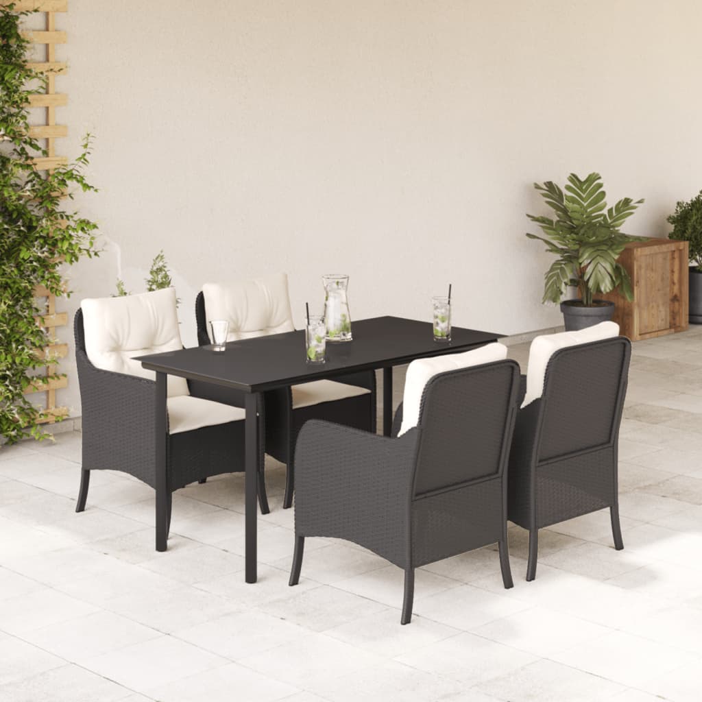 5-delige Tuinset met kussens poly rattan zwart is nu te koop bij PeponiXL, paradijselijk wonen!