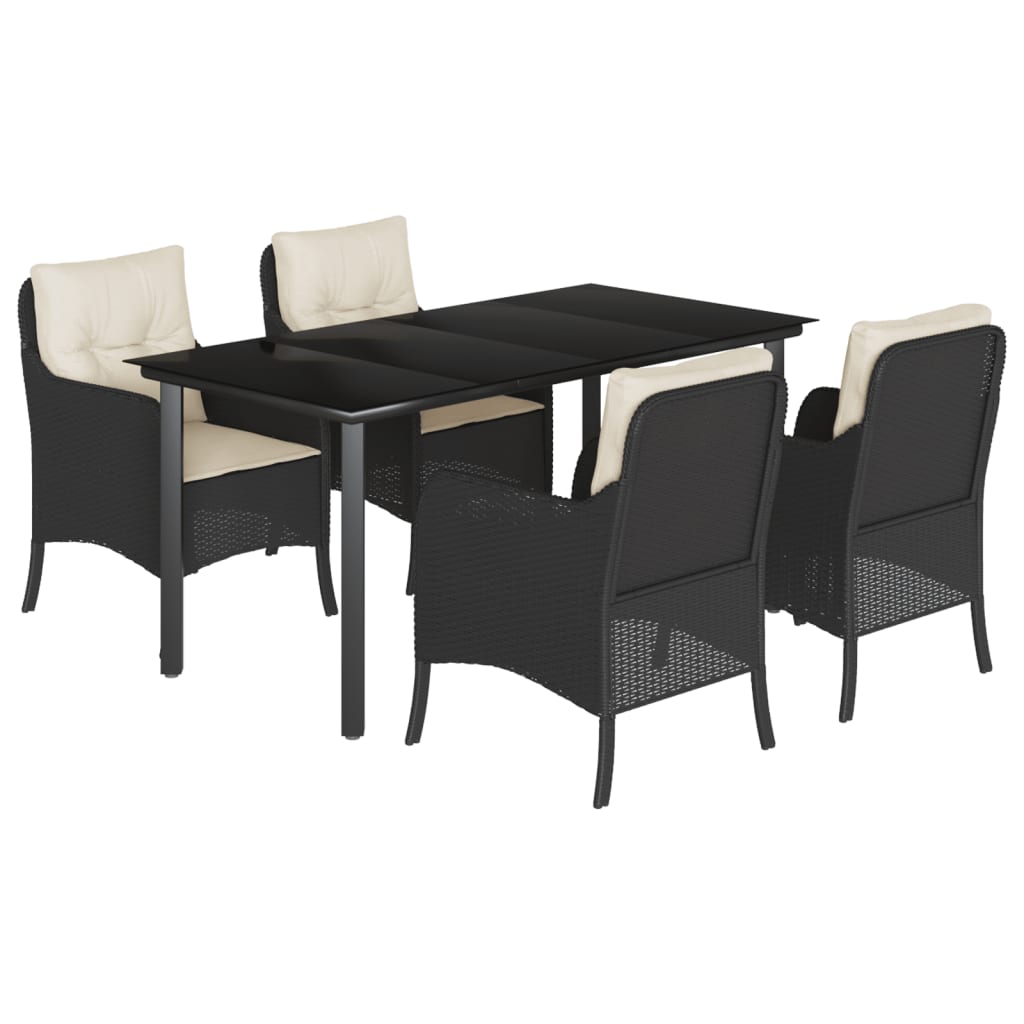 5-delige Tuinset met kussens poly rattan zwart is nu te koop bij PeponiXL, paradijselijk wonen!