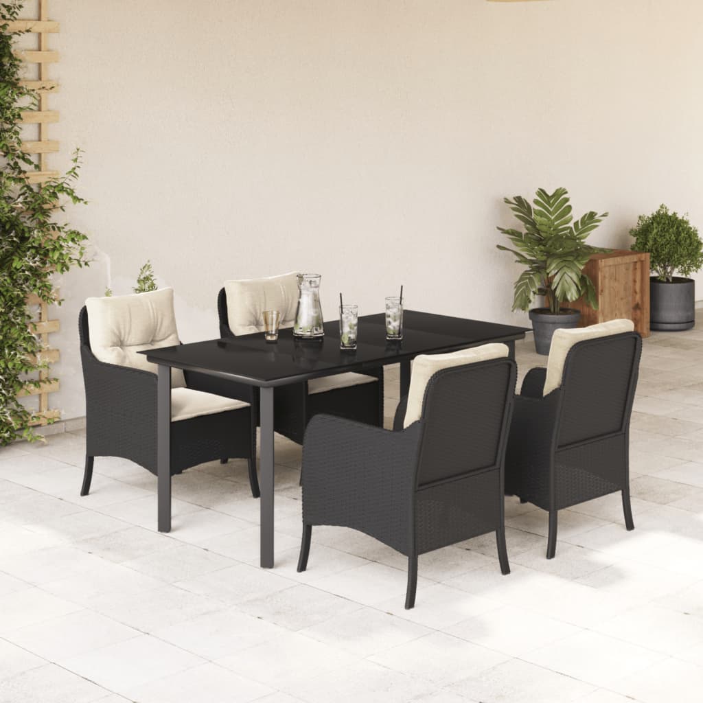5-delige Tuinset met kussens poly rattan zwart is nu te koop bij PeponiXL, paradijselijk wonen!