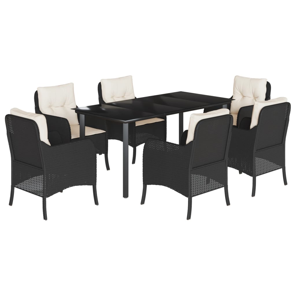 7-delige Tuinset met kussens poly rattan zwart is nu te koop bij PeponiXL, paradijselijk wonen!