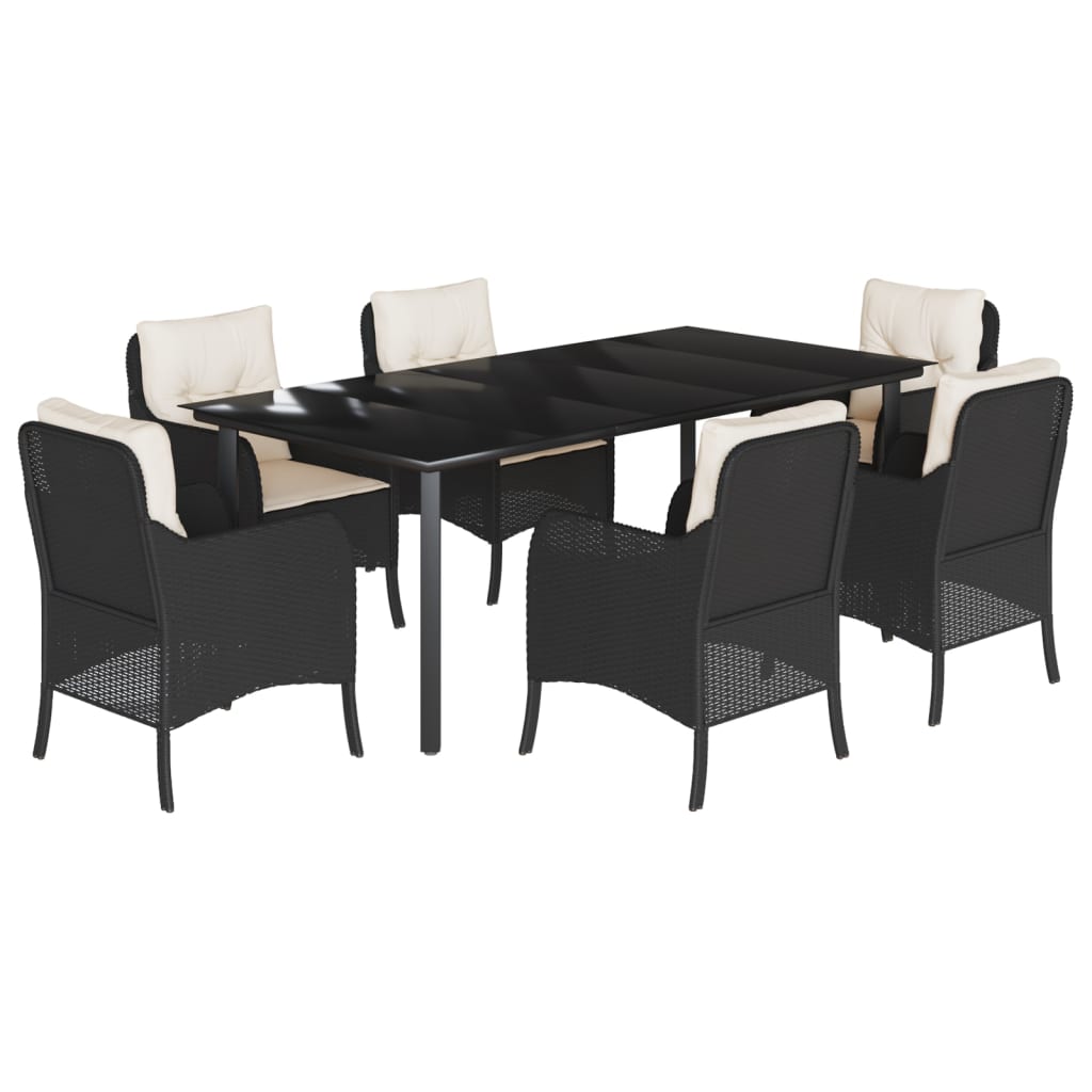 7-delige Tuinset met kussens poly rattan zwart is nu te koop bij PeponiXL, paradijselijk wonen!