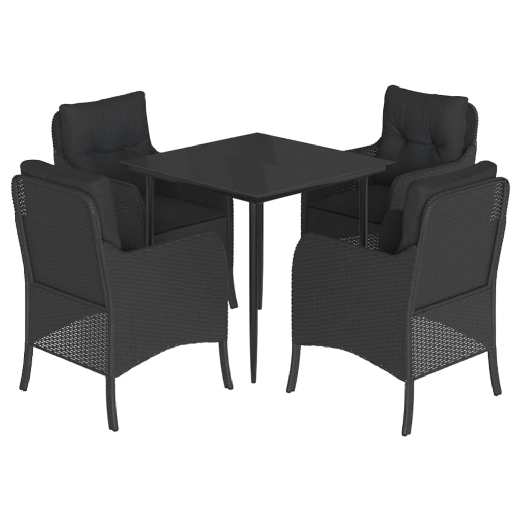 5-delige Tuinset met kussens poly rattan zwart is nu te koop bij PeponiXL, paradijselijk wonen!