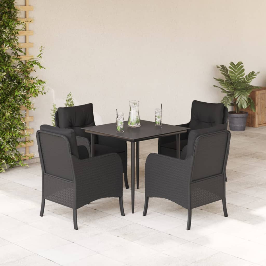 5-delige Tuinset met kussens poly rattan zwart is nu te koop bij PeponiXL, paradijselijk wonen!
