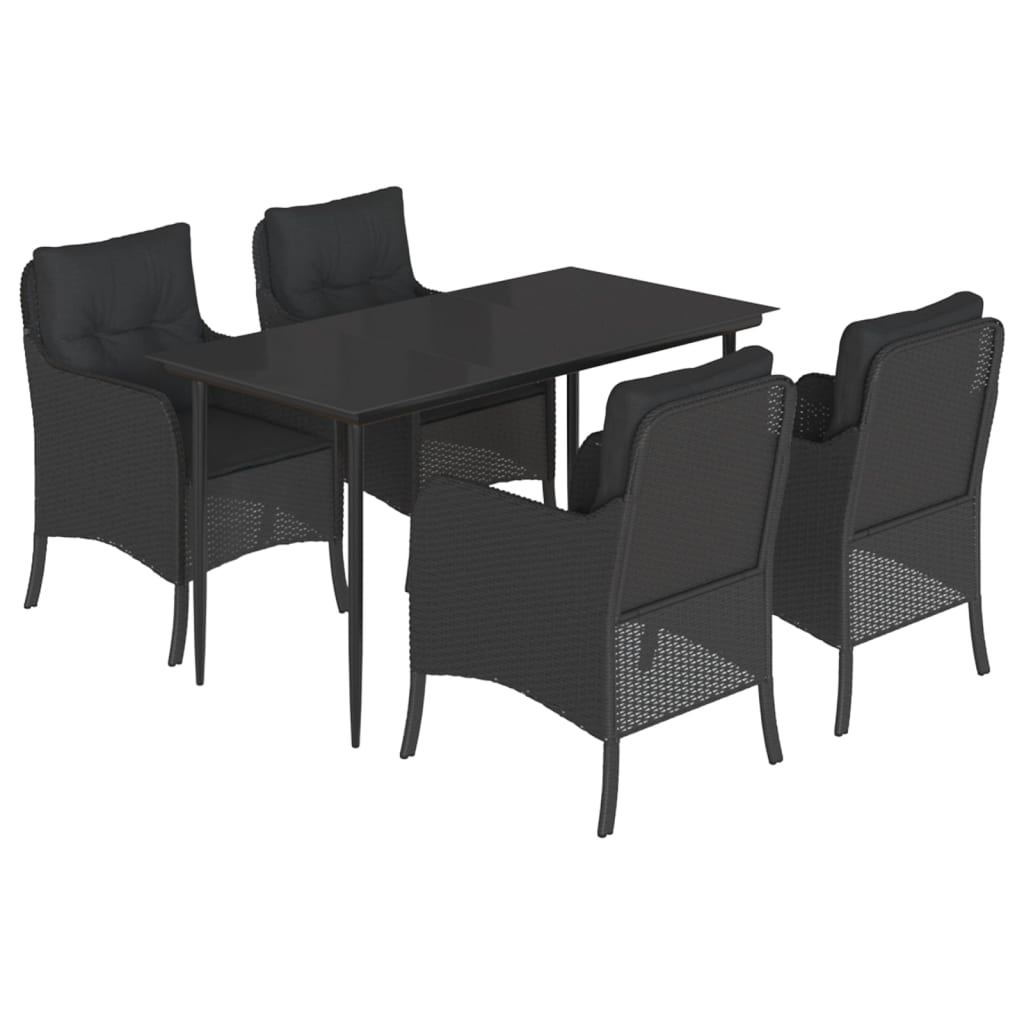 5-delige Tuinset met kussens poly rattan zwart is nu te koop bij PeponiXL, paradijselijk wonen!